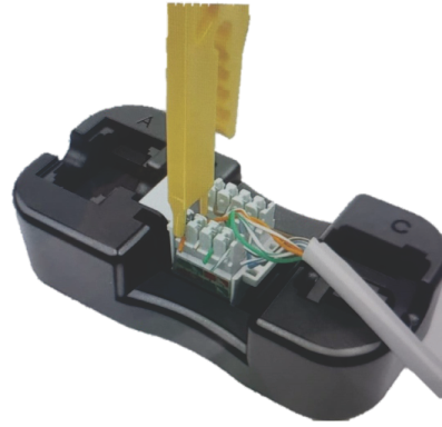 Base for easy termination Keystone Jacks